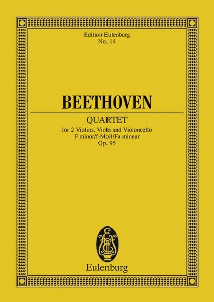 Beethoven: String Quartet F minor Opus 95 (Study Score) published by Eulenburg